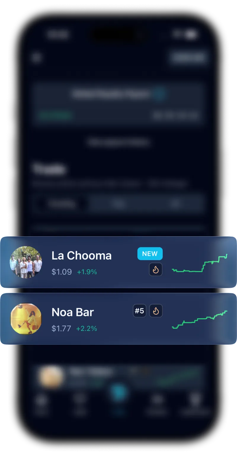 The Tone Music app showing Artist Shares